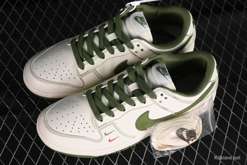 Nike SB Dunk Low Supreme Collaboration - Military Green Double Swoosh Anniversary Custom Low-Top Casual Sneakers - XX2025-319