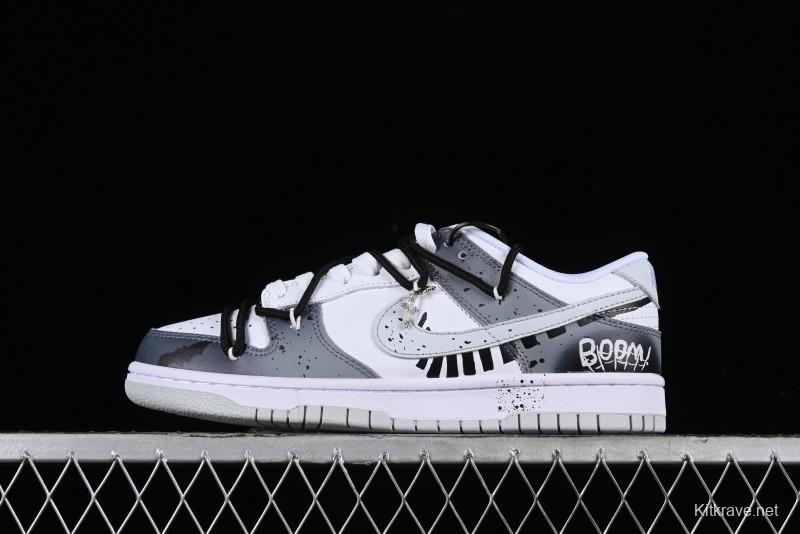 Nike Dunk Low SB Graffiti Halloween Cross Distressed Gradient Lace-Up Casual Skate Shoes - DV0831-101