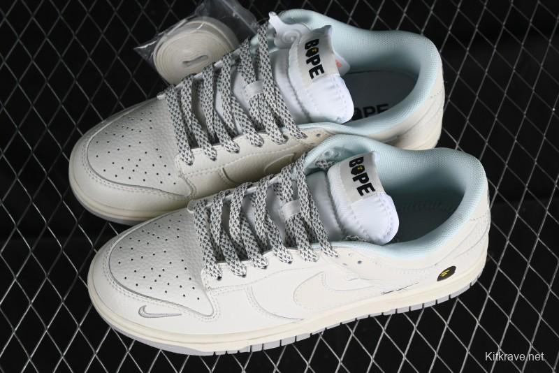 Nike SB Dunk Low "BAPE Collaboration - Arctic Fox" Anniversary High-End Custom Low-Top Casual Sneakers - XD6188-018