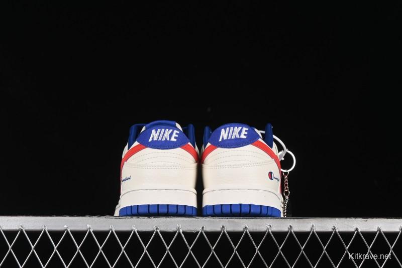 Nike SB Dunk Low Championship Collaboration - Off-White Red Swoosh Anniversary Custom Low-Top Casual Skate Shoes - KK1688-021