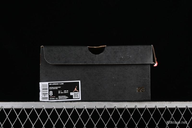 Nike Air Jordan 1 Low AJ1 Black Grey Low-Top Lifestyle Basketball Shoes - 553560-152