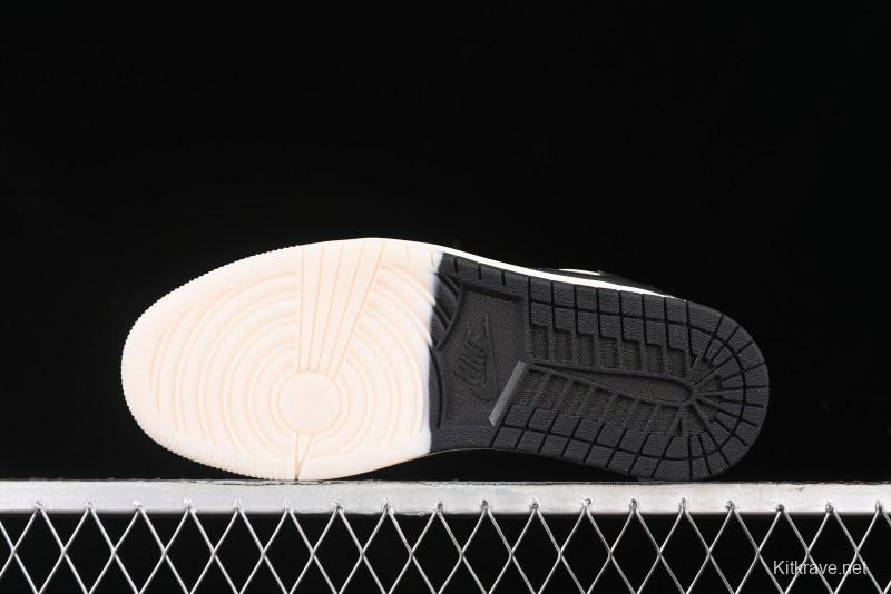 Nike Travis Scott x Fragment Design x Air Jordan 1 Low OG SP AJ1 Gucci Collaboration - Black Grey Pattern Low Top Casual Sneakers - XY2688-117