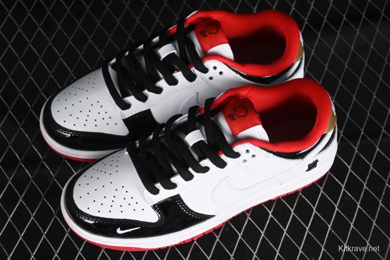 Nike SB Dunk Low UN Collaboration - White Black Patent Leather Anniversary Custom Low-Top Casual Skate Shoes - XB3802-349