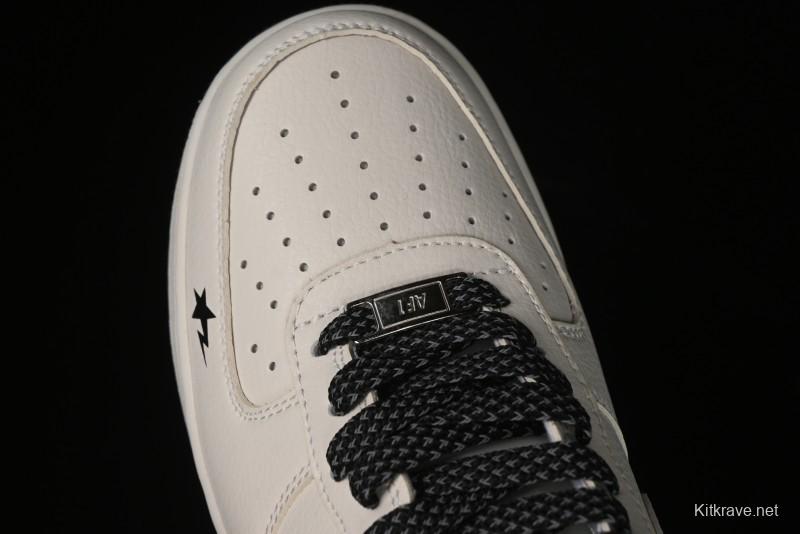 Nike Air Force 1 '07 Low Bape Collaboration - Black Beige Starry Sky Low Top Casual Sneakers - FG6688-103