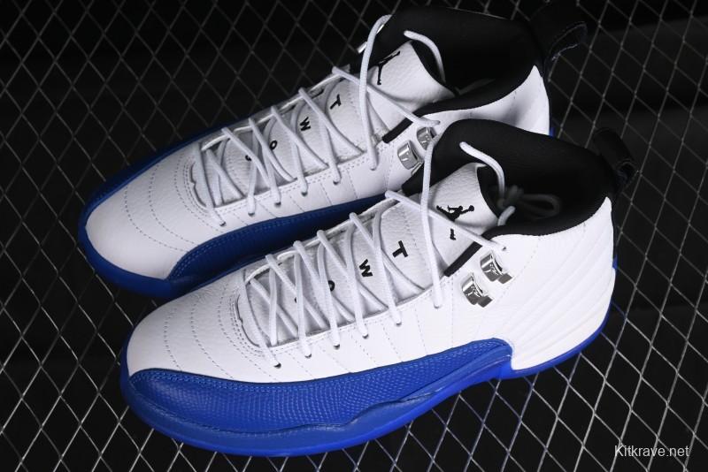 Nike Air Jordan 12 Retro Basketball Shoes in White Blue - CT8013-140