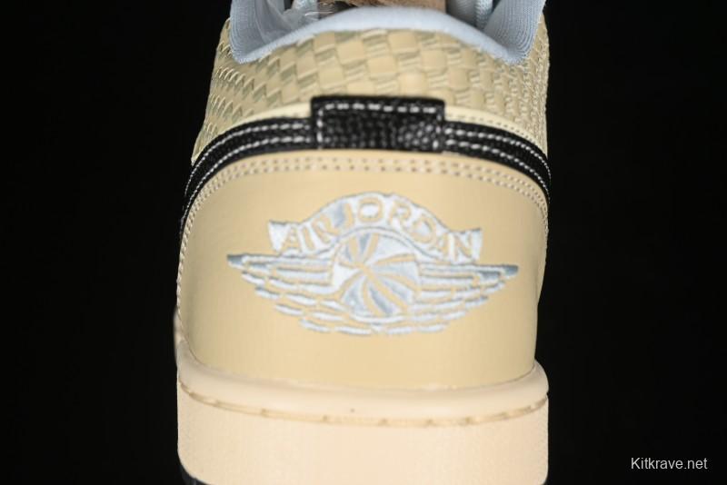Nike Air Jordan 1 Low "Coconut Milk Black" Casual Basketball Shoes with Team Gold Accents - HQ3437-101