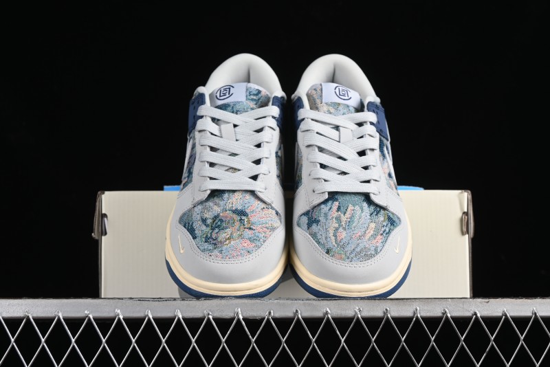 Nike SB Dunk Low CLOT Collaboration - Gray Blue Knit Anniversary Custom Low-Top Casual Skate Shoes - JH8310-950