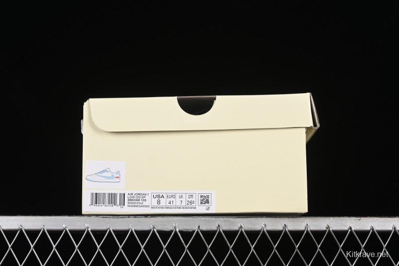 Nike Travis Scott x Fragment Design x Air Jordan 1 Low OG SP AJ1 Stone Island Collaboration - BB6588-105