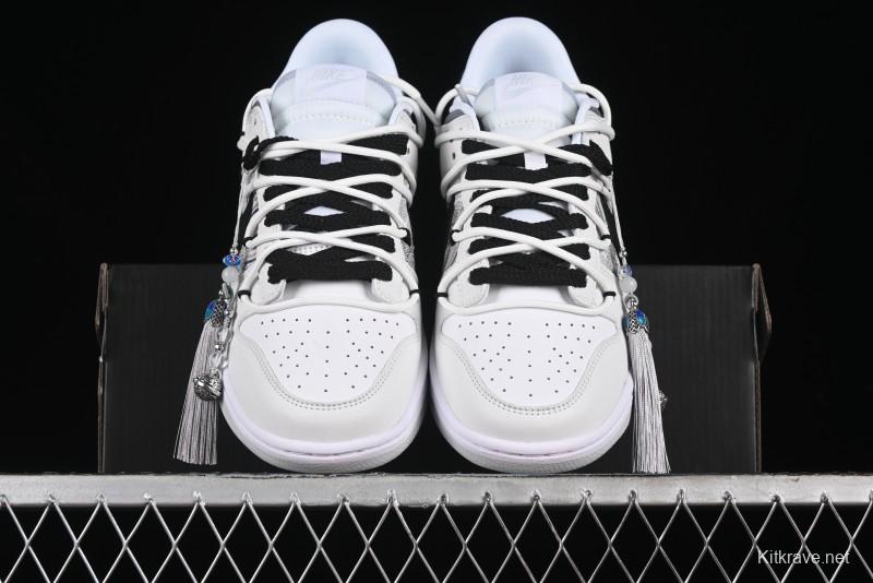 Nike Dunk Low CNY Year of the Dragon Limited Edition SB Lace-Up Casual Sneakers with Silver-White Design - DV0831-101
