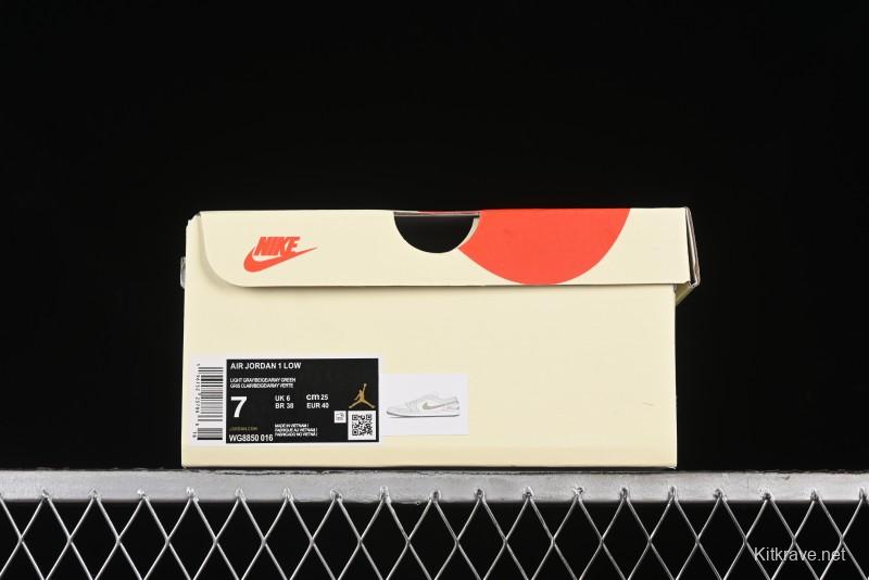 Nike Air Jordan 1 Low Stussy Collaboration - Light Green Elegant Grey Retro Basketball Shoes - WG8850-016