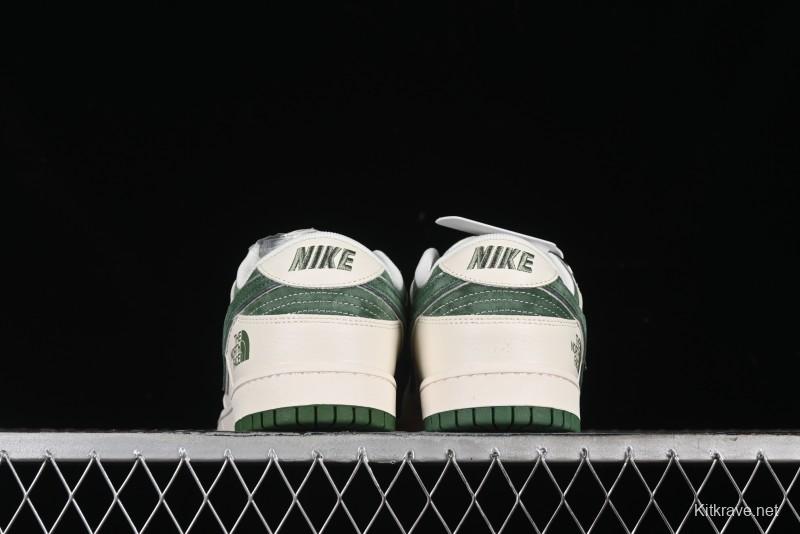 Nike SB Dunk Low The North Face Collaboration - Pig Leather Green Swoosh Anniversary Custom Low-Top Casual Skate Shoes - DQ1098-511