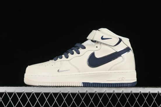 Nike Air Force 1 '07 Mid Deep Blue Two-Tone Sole Mid-Top Casual Sneakers with Reflective Stars - XL0236-233