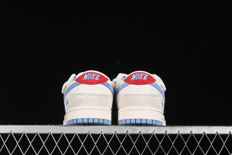 Nike SB Dunk Low Stussy Anniversary Edition Customized Low-Top Casual Skate Shoes with Blue Swoosh - SJ2068-279