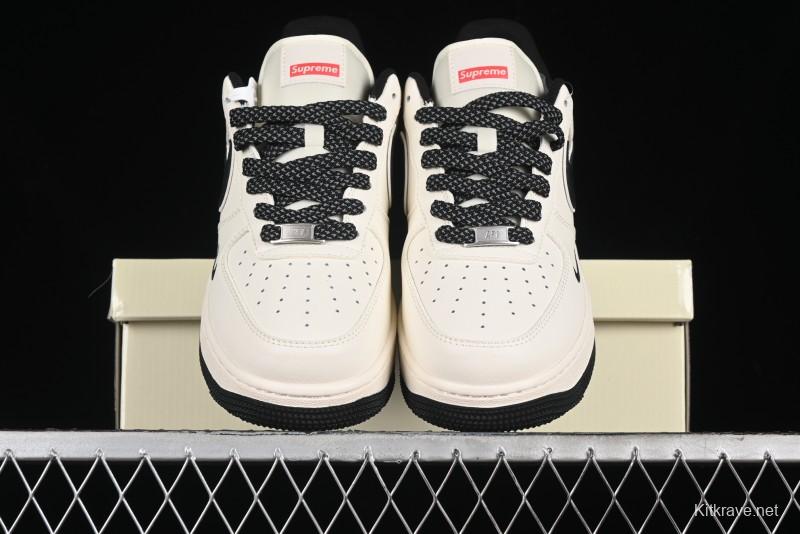 Nike Air Force 1 '07 Low Supreme Collaboration - Beige Black Starry Sneakers - XZ6188-013