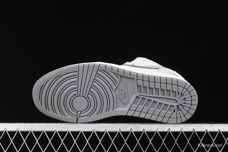 Nike Air Jordan 1 Low AJ1 The North Face Collaboration - Suede Grey Retro Basketball Shoes - DM5688-111