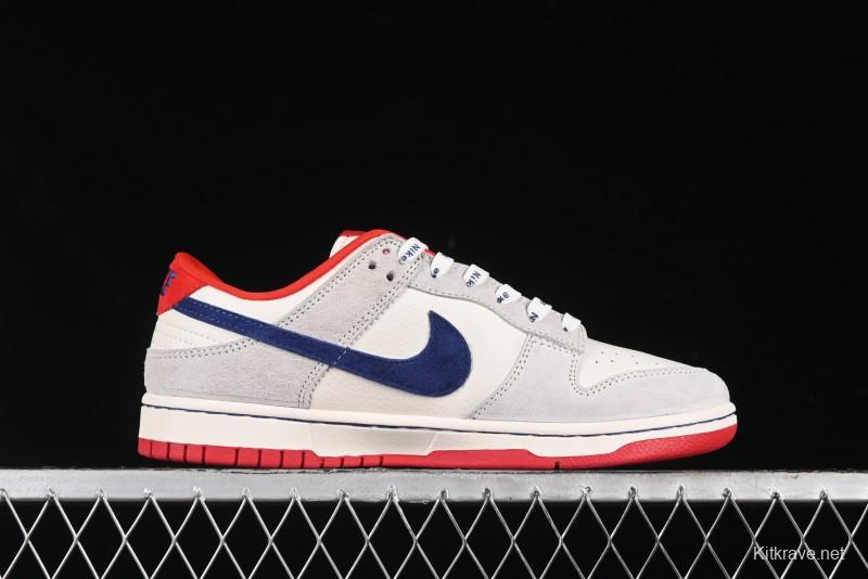 Nike SB Dunk Low Givenchy Collaboration - Gray Blue Red Double Swoosh Anniversary High-End Custom Low-Top Casual Sneakers - CF3688-033