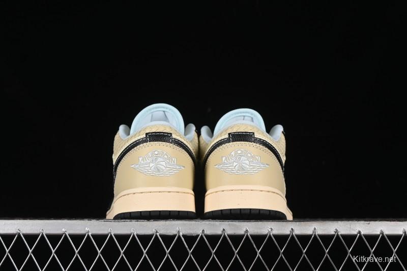 Nike Air Jordan 1 Low "Coconut Milk Black" Casual Basketball Shoes with Contrast Swoosh - HQ3437-101