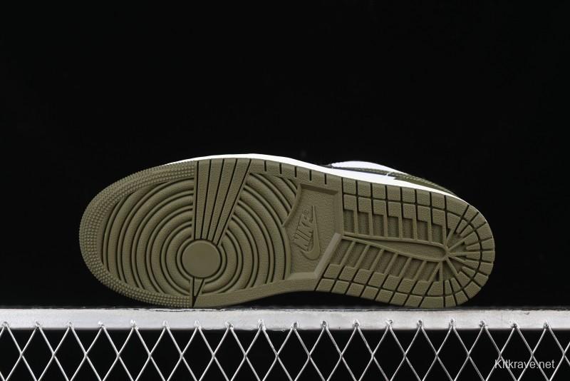 Nike Air Jordan 1 Low "Medium Olive" Casual Sneakers - 553558-092
