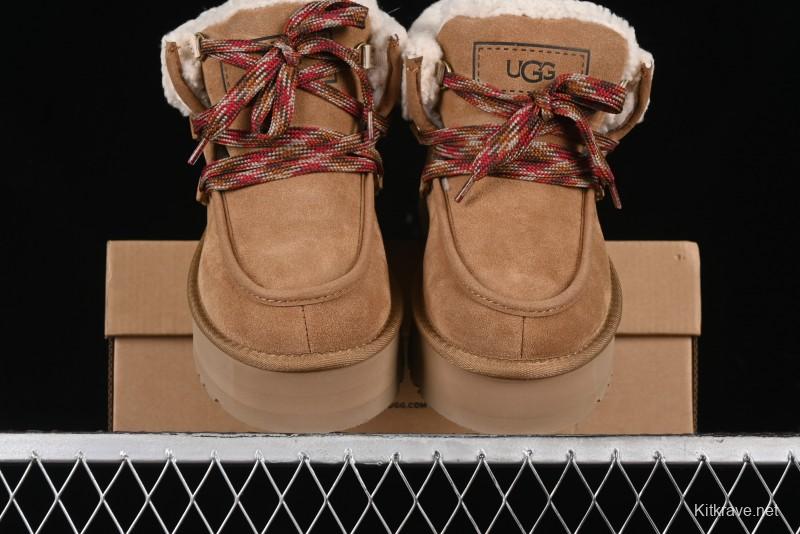 UGG Classic Mini II Fur Lace-Up Platform Short Boots with Treadlite Outsole - 1143954