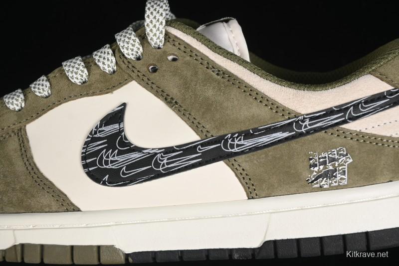 Nike SB Dunk Low UN Phantom Military Green Black Swoosh Anniversary Custom Low-Top Casual Skate Shoes - DJ2024-037