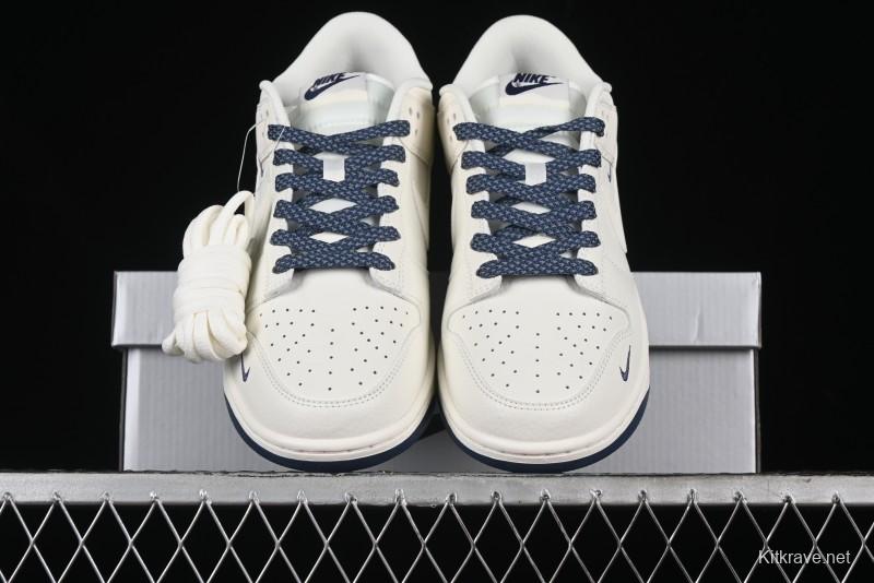 Nike SB Dunk Low Collaboration Three Swooshes Dark Blue Colorway Low-Top Casual Skateboarding Shoes - NK5639-327