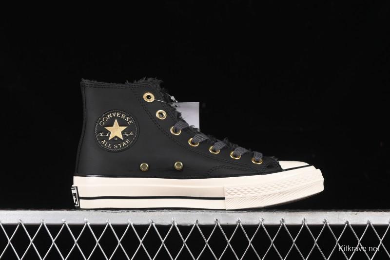 Converse Chuck 1970s Winter Waterproof Leather High-Top Sneakers with Gold Eyelets and Fleece Lining - A12444C