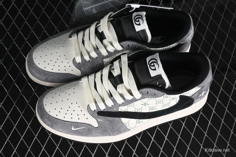 Nike Travis Scott x Fragment Design x Air Jordan 1 Low OG SP AJ1 Gucci Collaboration - Black Hook Dragonfly Low-top Casual Sneakers - SJ2068-137