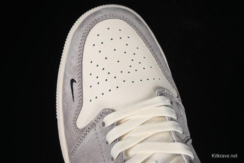 Nike Air Jordan 1 Low Stussy Collaboration - Grey Black Red Label Retro Basketball Shoes - SJ9950-034