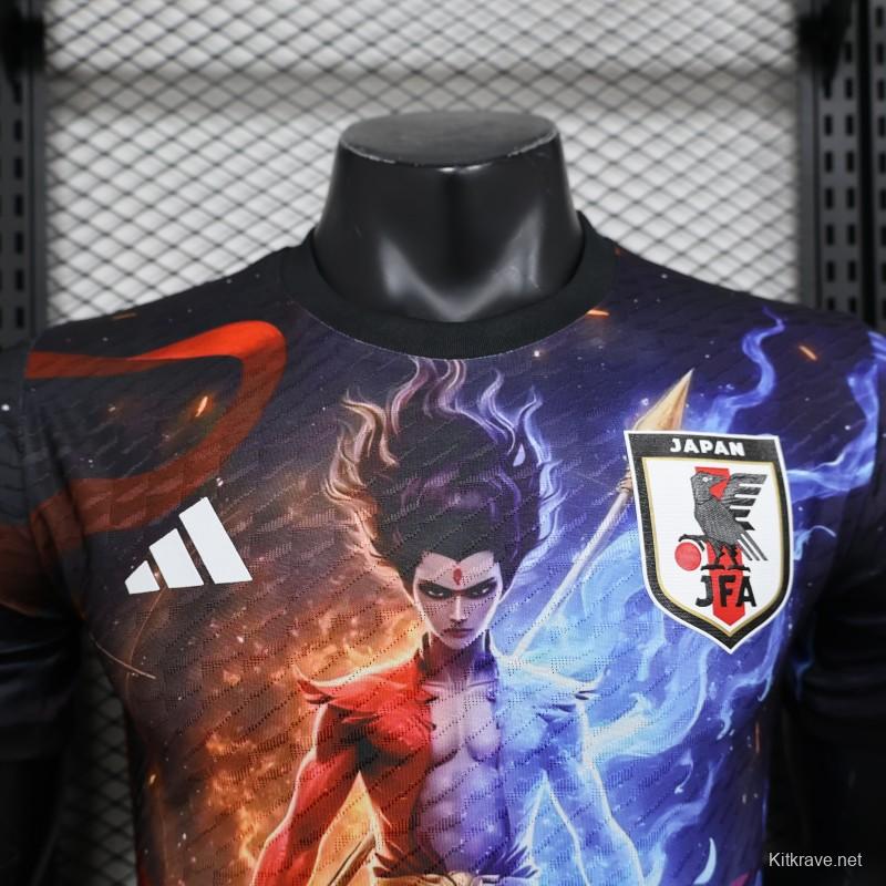 Player Version 2025 Japan NA ZHA Black with Fire & Ice Warrior Jersey
