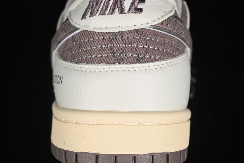 Nike SB Dunk Low LV Collaboration - Beige Denim Swoosh Anniversary High-End Custom Low-Top Casual Skate Shoes - JH8310-957