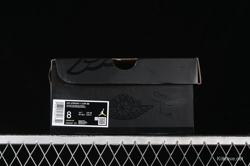 Nike Air Jordan 1 Low "Coconut Milk Black" Casual Basketball Shoes with Contrast Swoosh - HQ3437-101