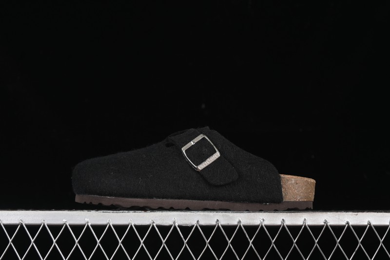 Birkenstock Half Open Toe Sandals with Smokeless Coal Wool Upper - G.D4