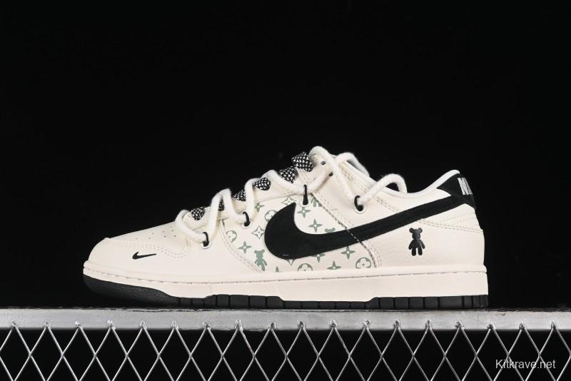 Nike SB Dunk Low Violent Bear Series - Lace-Up Beige with Black Swoosh Anniversary High-End Custom Low-Top Casual Sneakers - SJ2068-291
