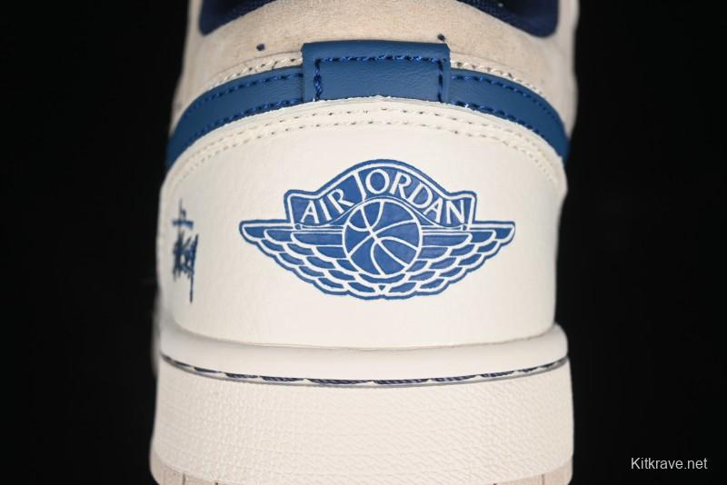 Nike Air Jordan 1 Low Stussy Collaboration - Light Beige Retro Basketball Shoes - SJ9950-027