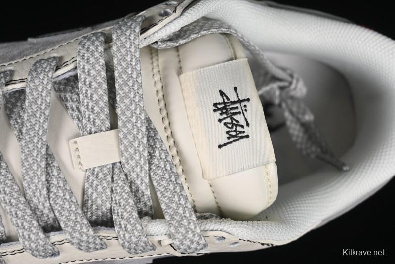 Nike SB Dunk Low Stussy Collaboration - Light Grey White Anniversary High-End Custom Low-Top Casual Skate Shoes - SJ2068-302