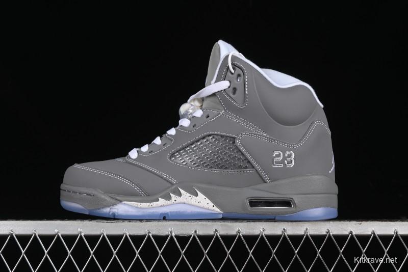 Nike Air Jordan 5 Retro Basketball Shoes with Grey Wolf Colorway - 136027-005