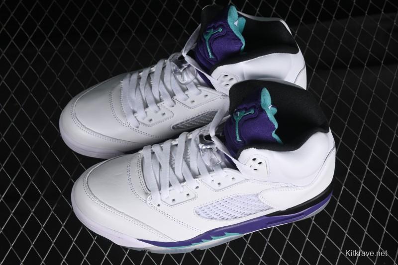 Nike Air Jordan 5 Retro Sneakers in White and Purple Grape Colorway - 136027-108