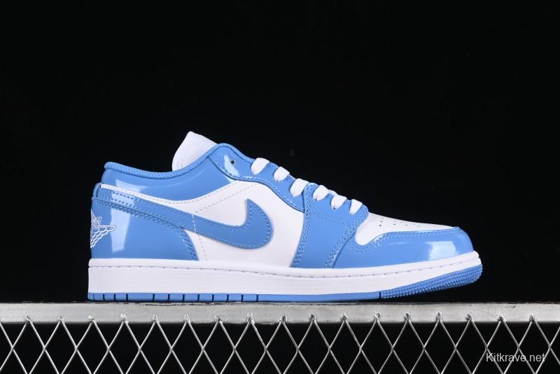 Nike Air Jordan 1 Low AJ1 Patent Leather Blue Casual Sneakers - FZ2138-114