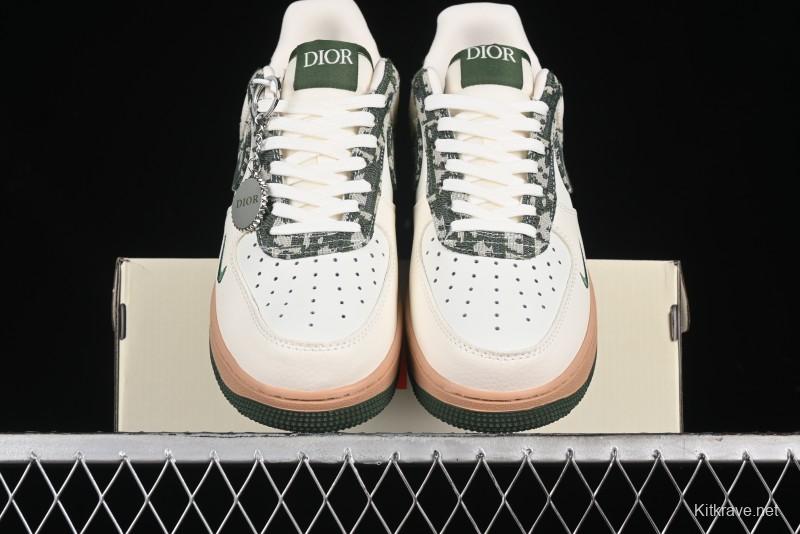 Nike Air Force 1 '07 Low Dior Collaboration - Beige Green Swoosh Low-Top Casual Sneakers - KK1988-010
