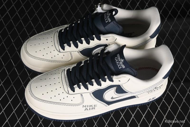 Nike Air Force 1 '07 Low Gucci Stone Island Collaboration - Off White Graphite Low-Top Casual Sneakers - KK1988-013