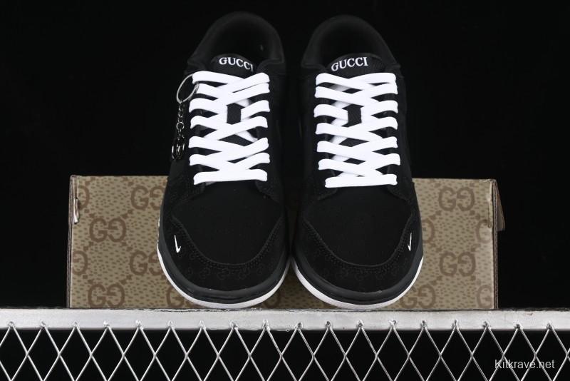 Nike SB Dunk Low Gucci Collaboration Dark Floral Pattern Anniversary Custom Low-Top Casual Sneakers - FC1688-140