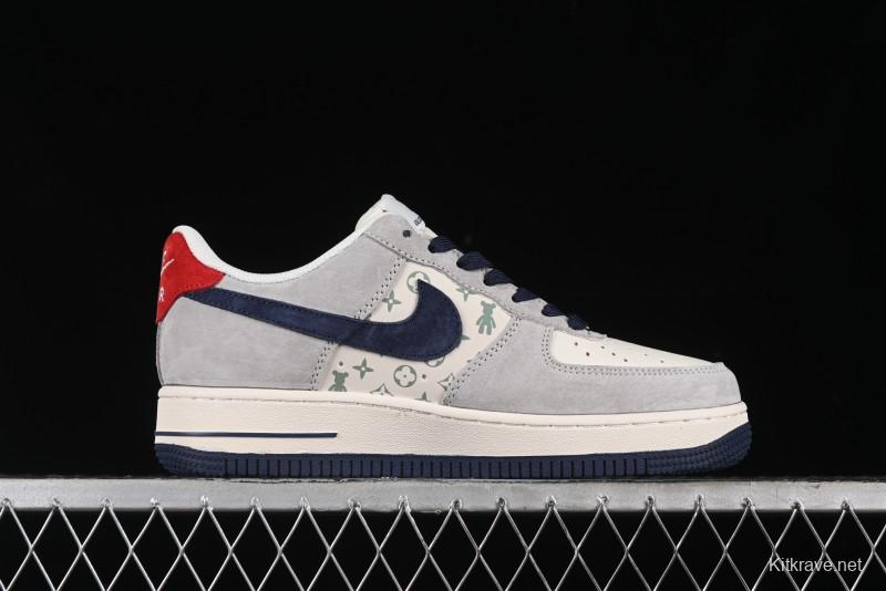 Nike Air Force 1 '07 Low Violent Bear Collaboration - Grey Blue Print Low-Top Casual Sneakers - SJ9188-001