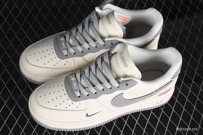 Nike Air Force 1 '07 Low Stone Island Supreme Collaboration Off-White Star Grey Low-Top Casual Sneakers - BB1616-303