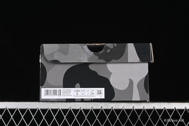 Nike Travis Scott x Fragment Design x Air Jordan 1 Low OG SP AJ1 Bape Collaboration - Crocodile Leather Black White Blue Low Top Casual Sneakers - XZ2828-001