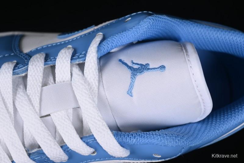 Nike Air Jordan 1 Low AJ1 Patent Leather Blue Casual Sneakers - FZ2138-114