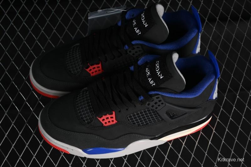 Nike Air Jordan 4 Retro Basketball Shoes in Black, Blue and Neutral Grey - FV5029-003