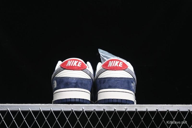 Nike SB Dunk Low The North Face Collaboration - Light Blue Grey Check Anniversary High-End Custom Low-Top Casual Skate Shoes - YX5066-251