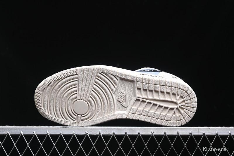 Nike Air Jordan 1 Low AJ1 OF Collaboration - Customized Retro Basketball Shoes with 3D Buttons - DM9188-001