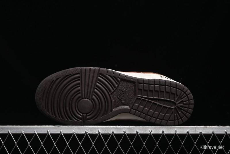 Nike SB Dunk Low Dior Collection - Beige Brown Swoosh Anniversary Custom Low-Top Casual Skate Shoes - XD6188-046