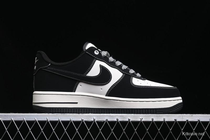 Nike Air Force 1 '07 Low Stussy Collaboration - Black White Double Swoosh Red Tag Low-Top Casual Sneakers - SJ6698-012